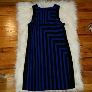 Navy blue and black Sheath Dress