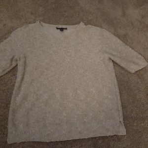 Champagne short sleeve boucle sweater