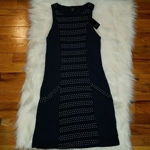 TART Navy Blue & White polka dot dress, w/ pockets