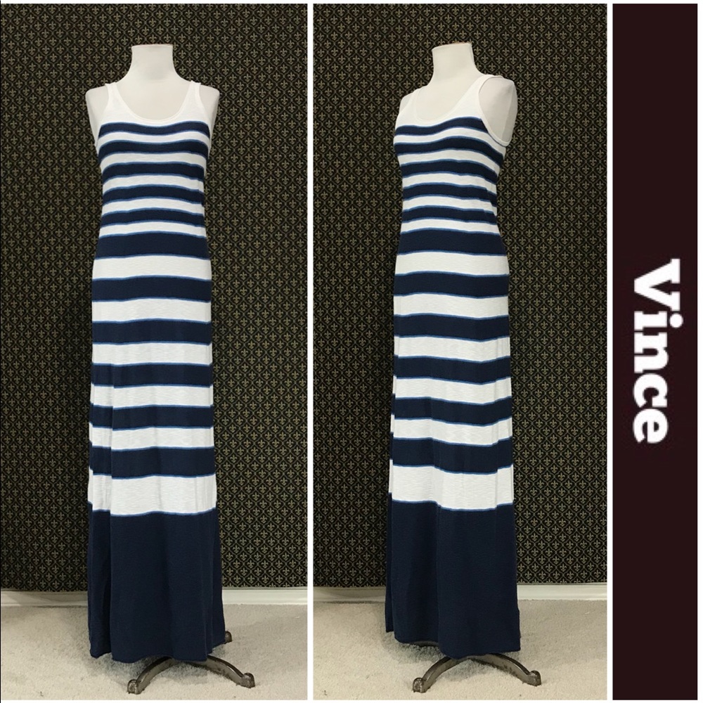 Vince Cotton Stripe Maxi Dress