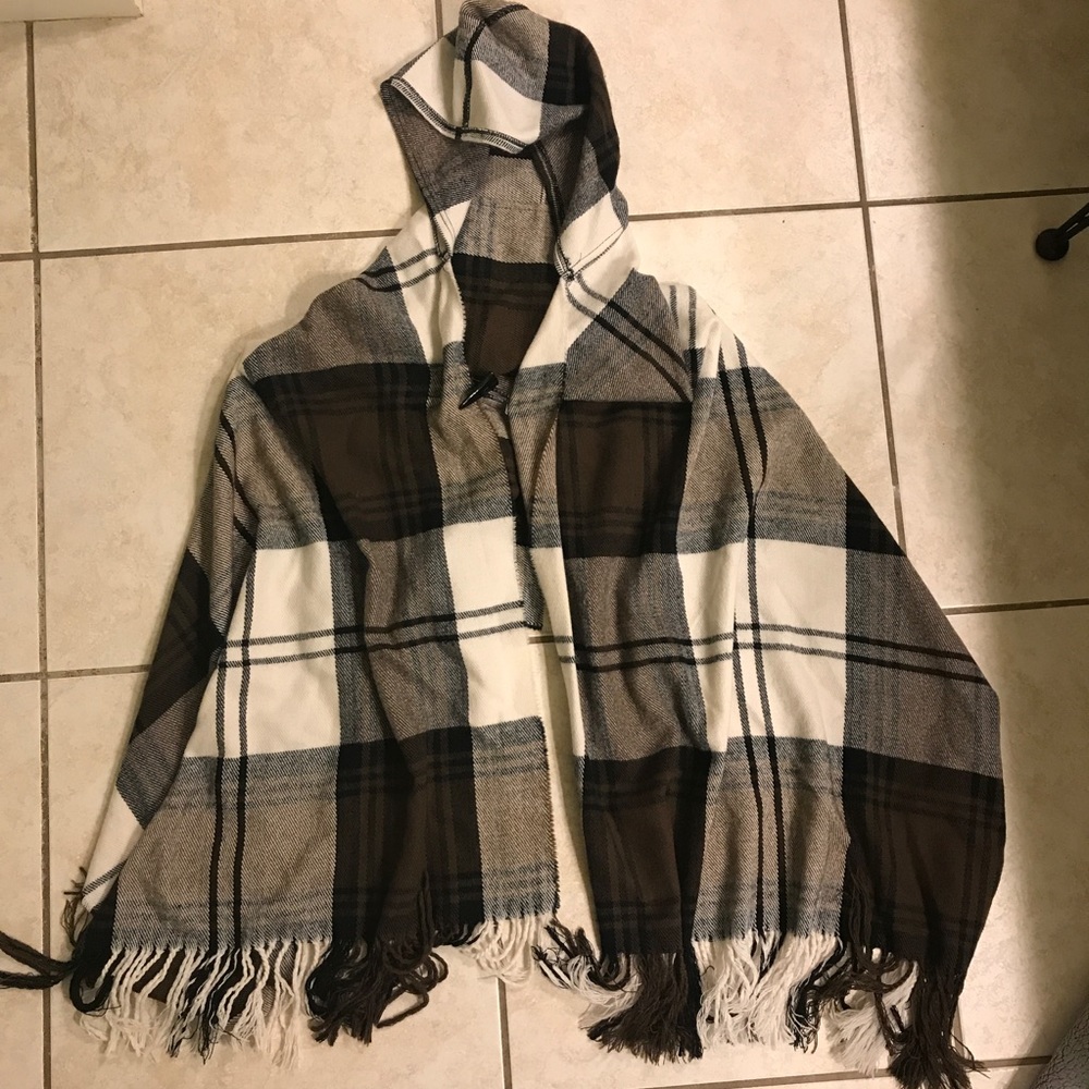 Plaid poncho