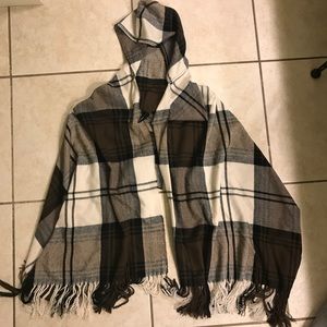 Plaid poncho