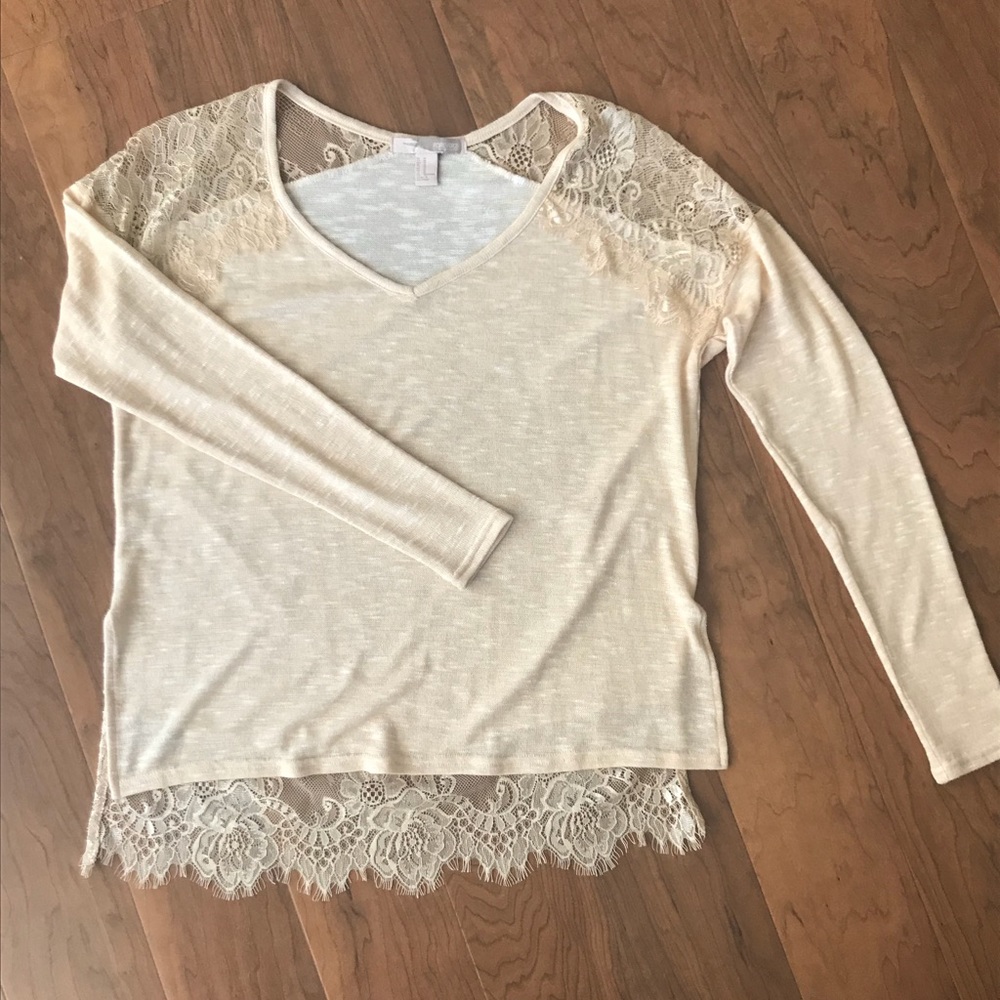 Knit Top With Lace Accents