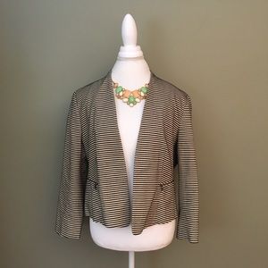 Ann Taylor Factory Black & Cream Striped Blazer