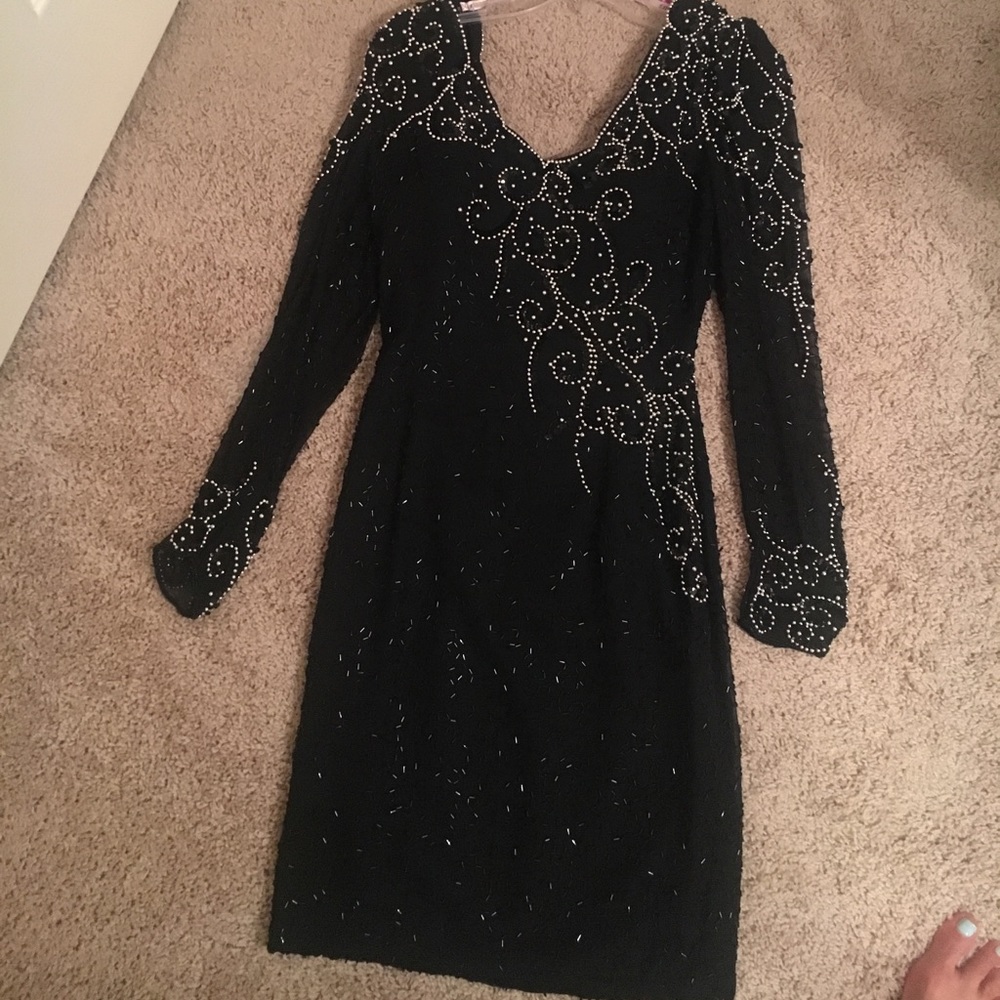 Gorgeous black v neck and back evening dress