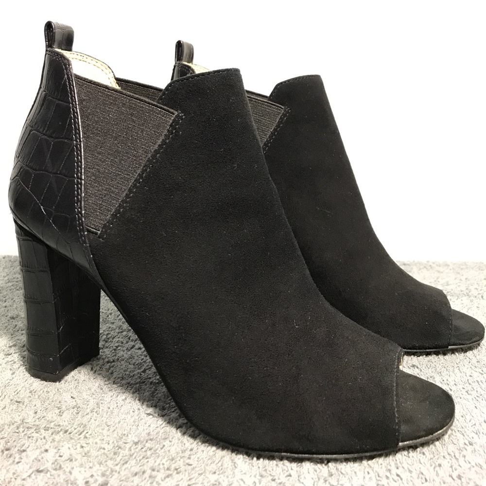 Marc Fisher Sayla Peep Toe Black Suede Booties