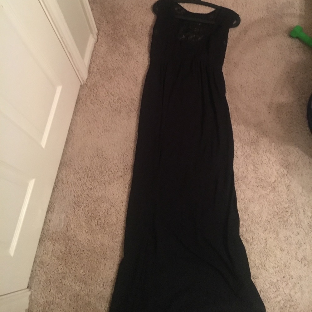 Lace panel black maxi dress brand new