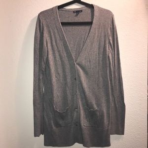 Grey sweater cardigan with sparkle grey trim