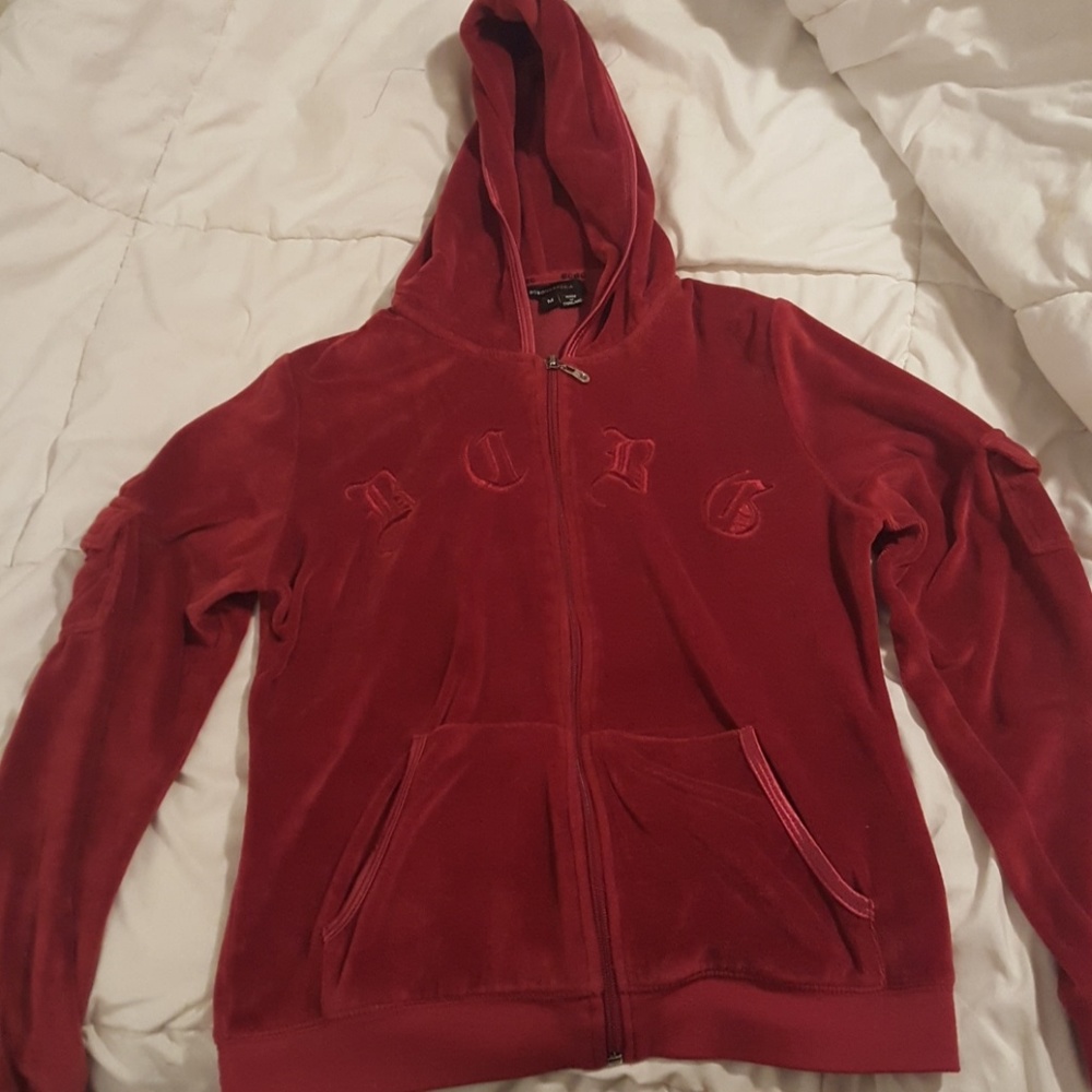 BCBG MAXAZRIA zip up velvet jacket