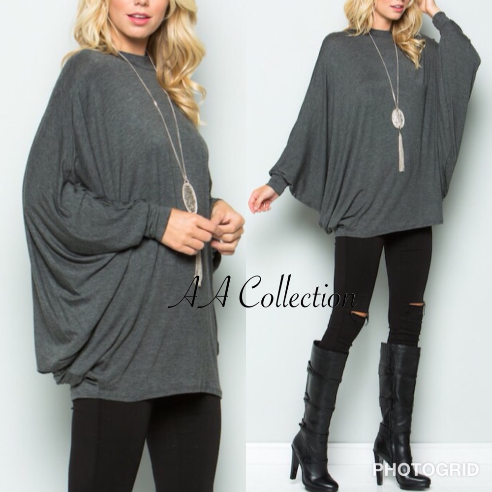Long dolman sleeves drape Poncho top tunic sold - Picture 5 of 8