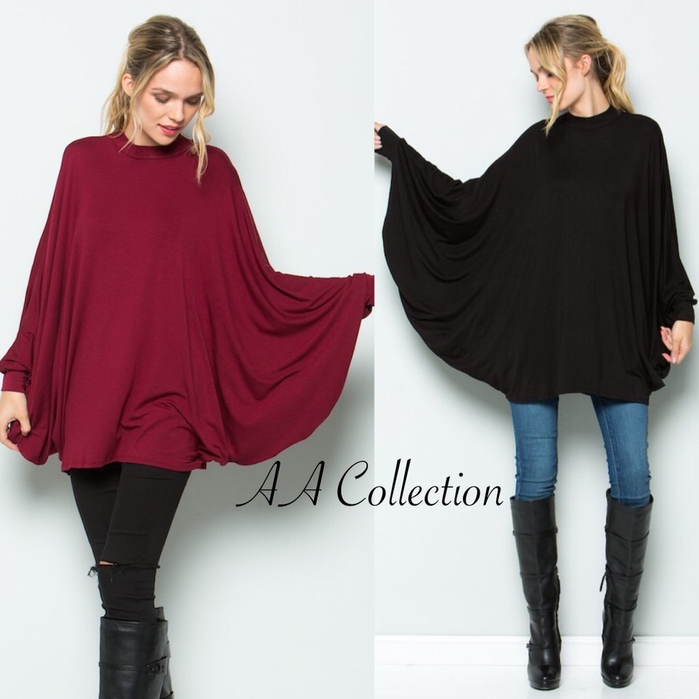 Long dolman sleeves drape Poncho top tunic sold - Picture 2 of 8