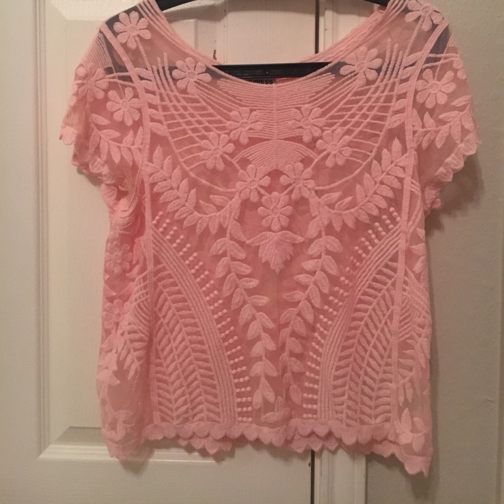 Pretty full lace pink top
