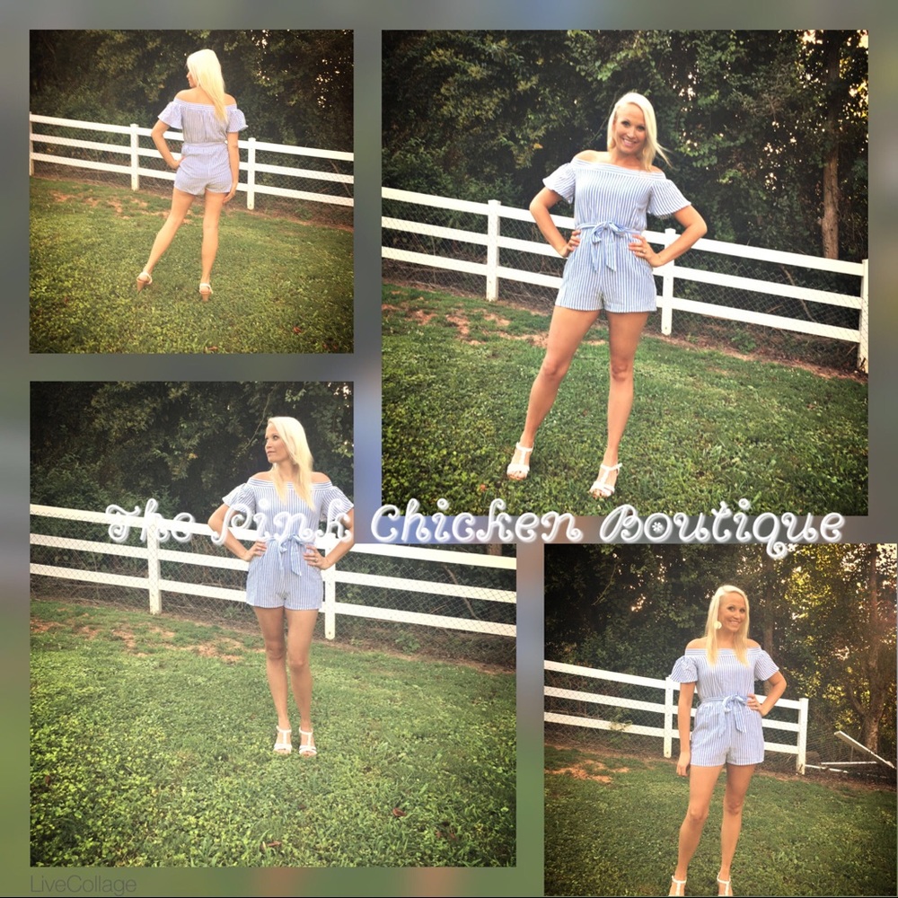 Preppy & Classic Blue/white pinstripe romper