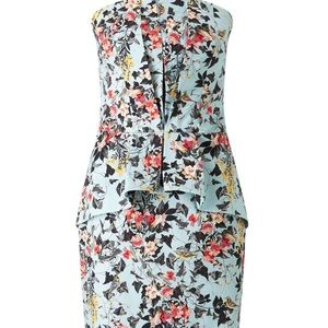 Light blue floral strapless dress