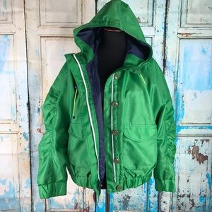 J CREW Green JACKET Hooded Raincoat