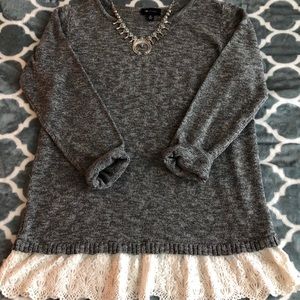 AB Studio Sweater w/ Lace Hem