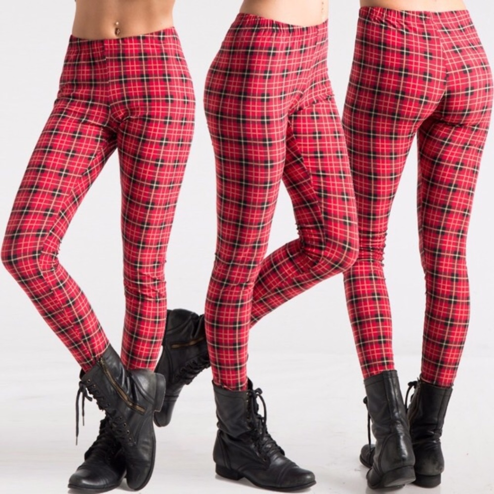 Stylish RED Plaid Leggings