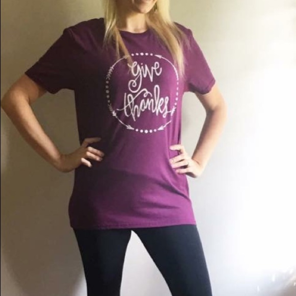 Give thanks wine colored Tee