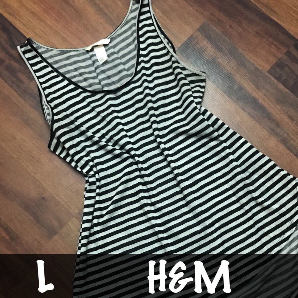 H&M large black & white striped tank
