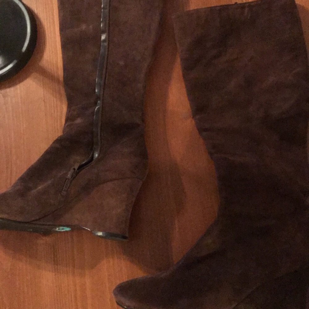 suede brown nine west knee high boots