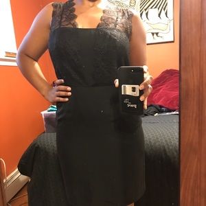Black cocktail dress with Lace straps and accents