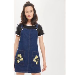 NWT Topshop floral denim pinafore dress
