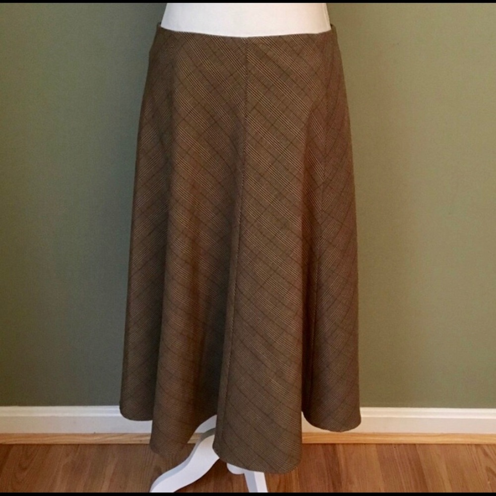 Jones New York Brown Plaid A-Line Skirt