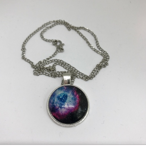 Silver Star Cluster Galaxy Space Necklace - Picture 6 of 7