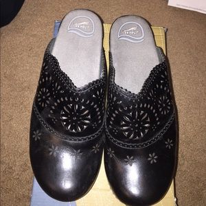 Black laser cut Dansko Clogd