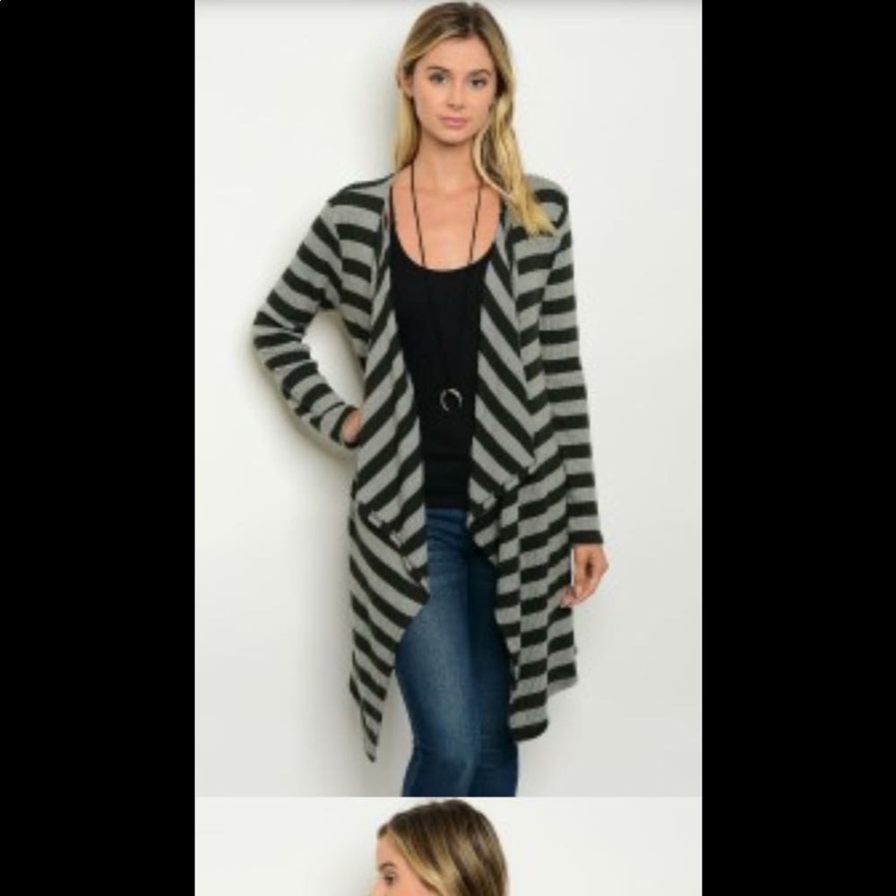 Striped angled edge Cardigan bnwt