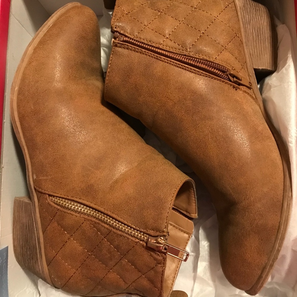 Justfab Cognac Booties. Size 9