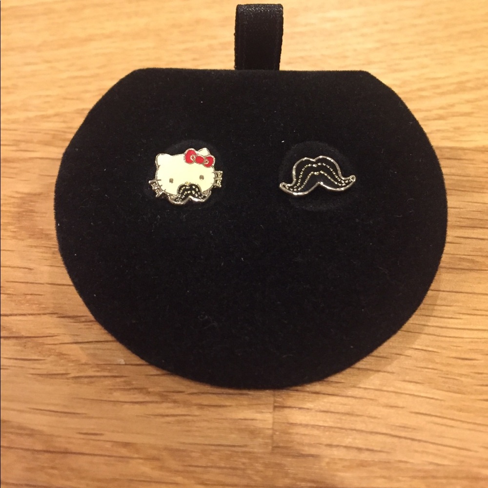 Hello kitty mustache earrings