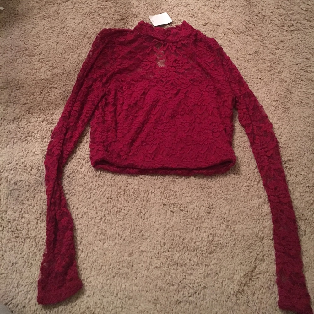 Brand new lace crop top with key hole back