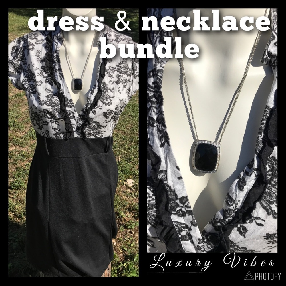 Charlotte Russe dress and black & silver necklace