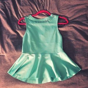 UO Sparkle & Fade Turquoise Peplum Top