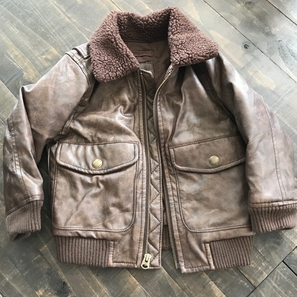 GAP Other - Gap brown leather boys bomber jacket coat