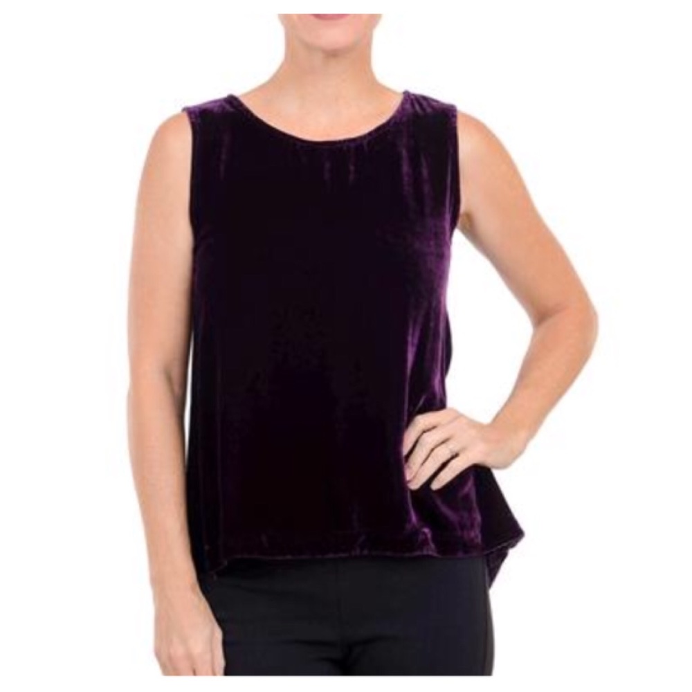 Eileen Fisher Dark Purple Velvet Crop Top Tank S M