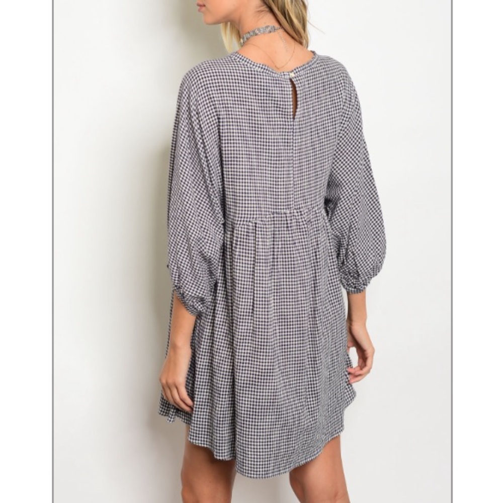 Navy & white gingham plaid dress, NEW! - Picture 4 of 8