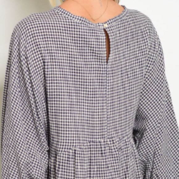 Navy & white gingham plaid dress, NEW! - Picture 6 of 8