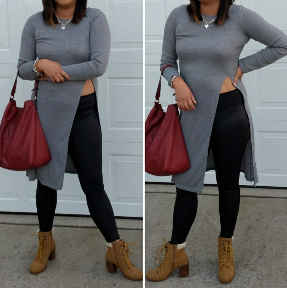 Long Sleeves Slit Top