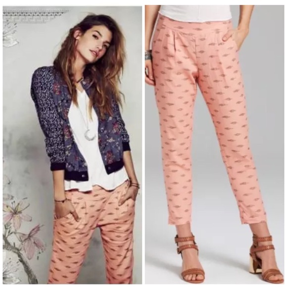 Free People Pants - Free People • Printed Linen Crop Pants