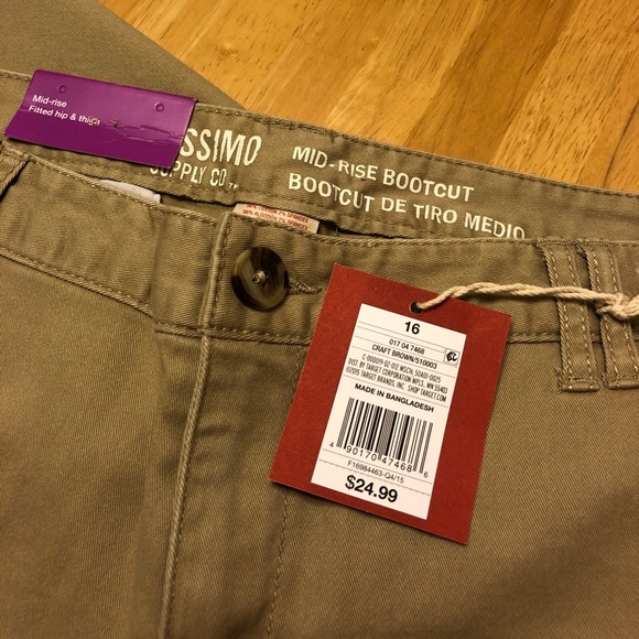 mossimo mid rise bootcut khaki