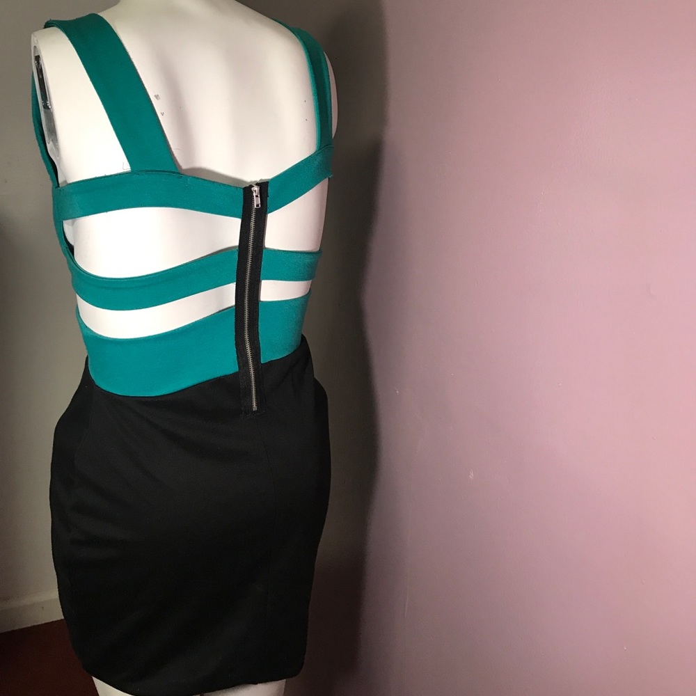 $10 CLOSET SALE Cage Back Teal Green Dress