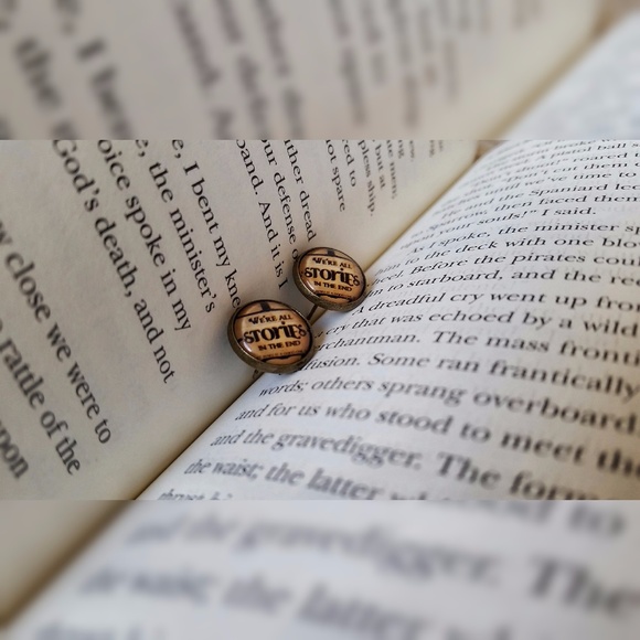 "We're All Stories In The End" Stud Earrings - Picture 4 of 5