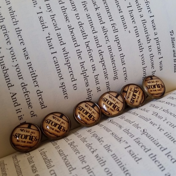 "We're All Stories In The End" Stud Earrings - Picture 3 of 5