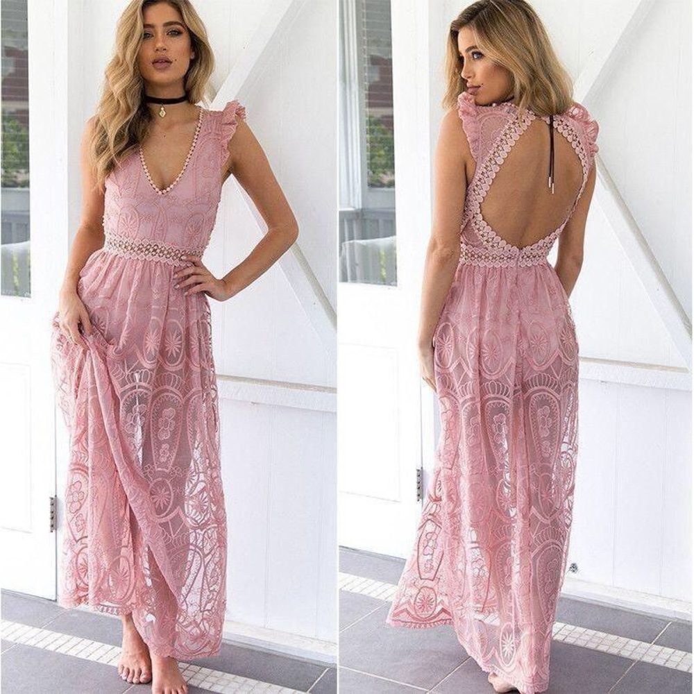 Zimmerman Style Backless Pink Lace Bodysuit Dress