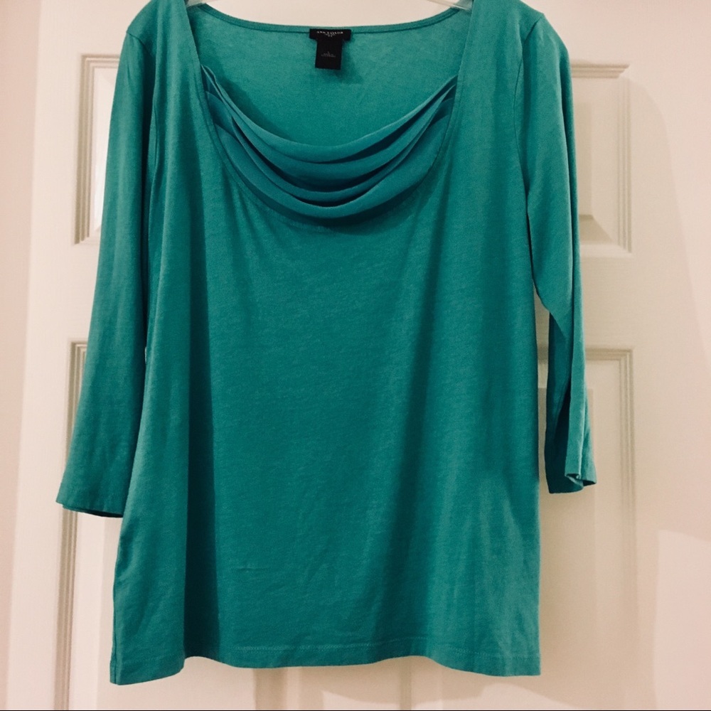 Ann Taylor Drape Neck 3/4 Sleeve Tee