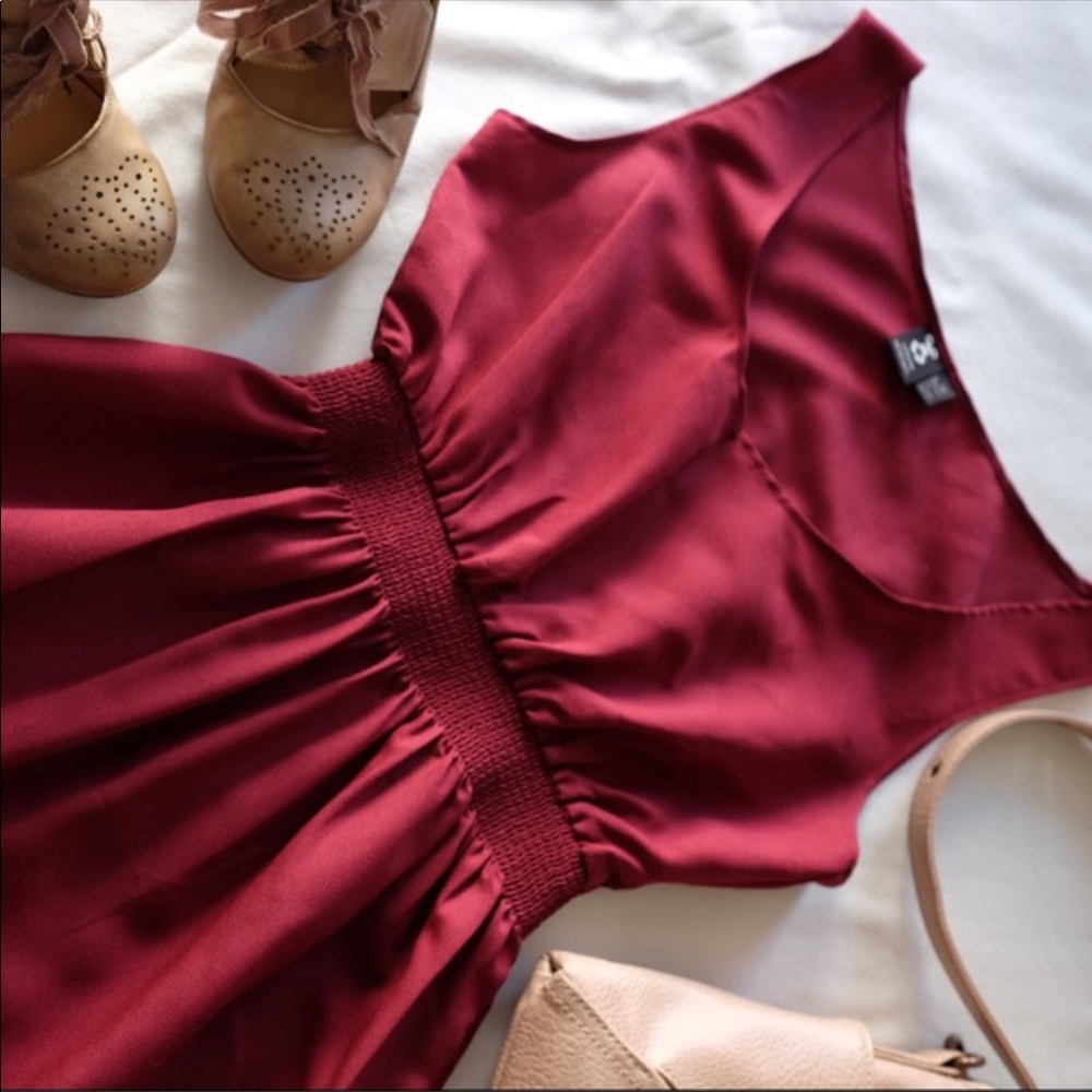 Urban Renewal from UO Cinched Waist Maroon Dress