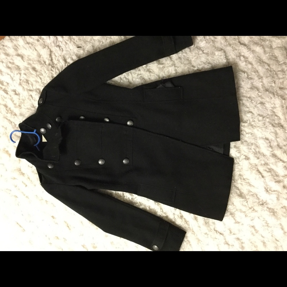 Black military pea coat