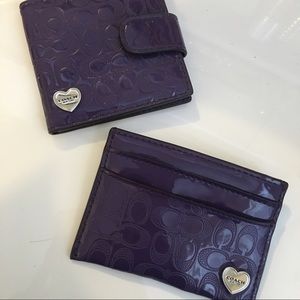 COACH- Card holder and Mirror Compact set- Purple